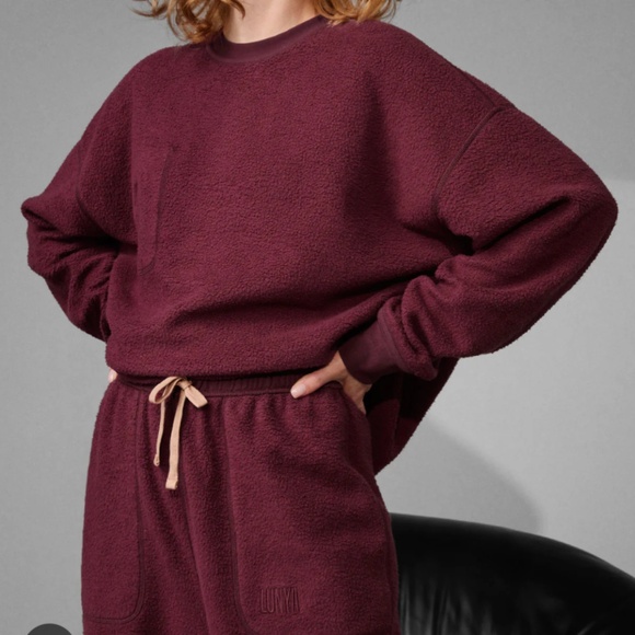 LUNYA BNWT Silksweats™ Reversible Pocket Sweatshirt in Calliope Wine Size L - Picture 5 of 6